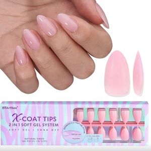 BTArtbox XCOATTIPS Natural Nail Tips Matte -Short Almond